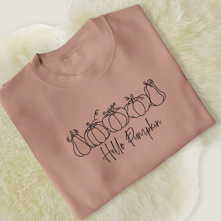 Hello Pumpkin Sweatshirt, Vintage Halloween Printed Sweater, Spooky Season Outfits
