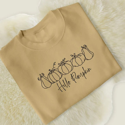 Hello Pumpkin Sweatshirt, Vintage Halloween Printed Sweater, Spooky Season Outfits