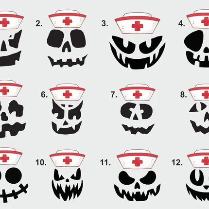 Halloween Nurse Printed Shirt, Winking Pumpkin Group Tee Shirt, Funny Fall Spooky Nurse Life Tees, Pumpkin Face Halloween Matching Outfits