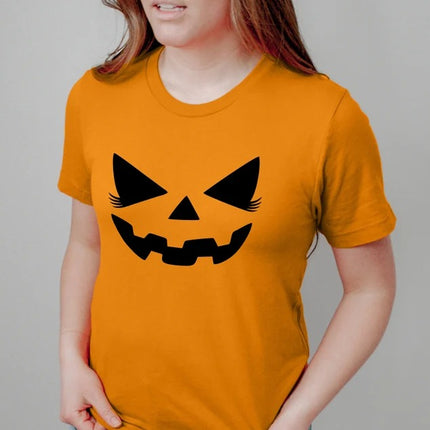 Funny Pumpkin Face Shirt, Halloween Jack o Lantern Printed Shirt, Vintage Fall Matching Adults Tops, Spooky Season, Halloween Party Outfits