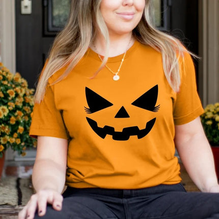 Funny Pumpkin Face Shirt, Halloween Jack o Lantern Printed Shirt, Vintage Fall Matching Adults Tops, Spooky Season, Halloween Party Outfits