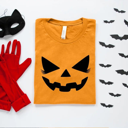 Funny Pumpkin Face Shirt, Halloween Jack o Lantern Printed Shirt, Vintage Fall Matching Adults Tops, Spooky Season, Halloween Party Outfits