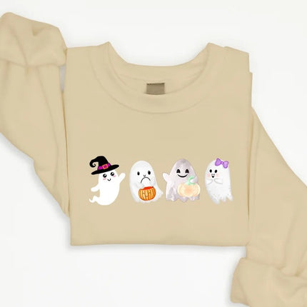 Cute Halloween Ghost Sweatshirt, Funny Fall Boo Ghost Printed Sweater, Vintage Halloween Pumpkin Jumper, Comfy Spooky Season Clothing Gifts