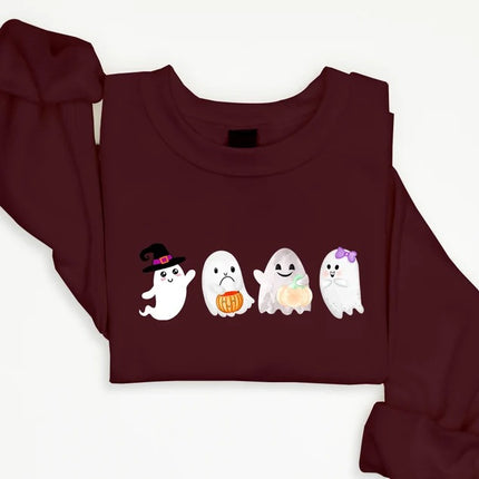 Cute Halloween Ghost Sweatshirt, Funny Fall Boo Ghost Printed Sweater, Vintage Halloween Pumpkin Jumper, Comfy Spooky Season Clothing Gifts