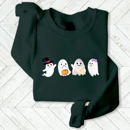 Cute Halloween Ghost Sweatshirt, Funny Fall Boo Ghost Printed Sweater, Vintage Halloween Pumpkin Jumper, Comfy Spooky Season Clothing Gifts