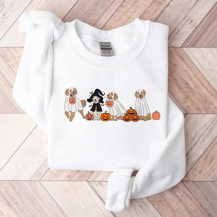 Golden Retriever Halloween Sweatshirt, Halloween Ghost Dogs Jumper, Gift for Halloween
