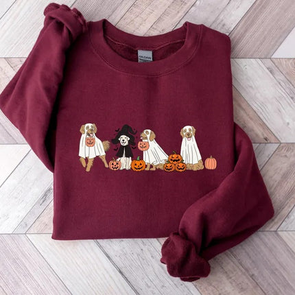 Golden Retriever Halloween Sweatshirt, Halloween Ghost Dogs Jumper, Gift for Halloween