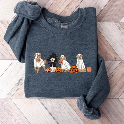 Golden Retriever Halloween Sweatshirt, Halloween Ghost Dogs Jumper, Gift for Halloween