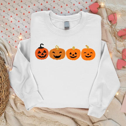Funny Halloween Pumpkin Sweater, Fall Winking Pumpkin Printed Sweatshirt