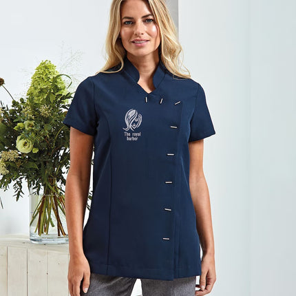 Custom Embroidered Beauty Tunic, personalised Logo with Text Tunics, Salon Uniform