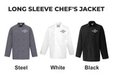 Embroidered Men's Chef Jacket, Personalised Chest Logo / Text Jacket, Custom Monogrammed Flag on Sleeve Chef Cooking Jacket, Gifts for Chef