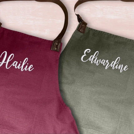 Custom Embroidered Text/logo Apron, Personalised Comfy Colors Kitchen Baking Apron, Cooking Apron with Pockets, Easy Fit Unisex Apron Gifts