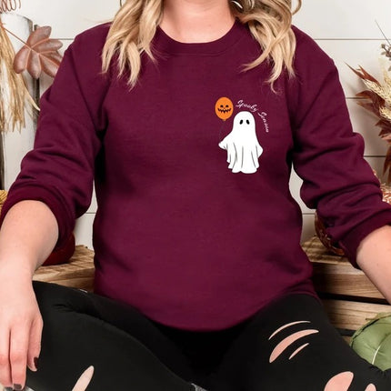 Halloween Ghost Jumper, Ghost with Pumpkin Balloon Printed Spooky Season Sweaters, Pumpkin Fall Cute and Scary Sweater, Autumn Fall Presents