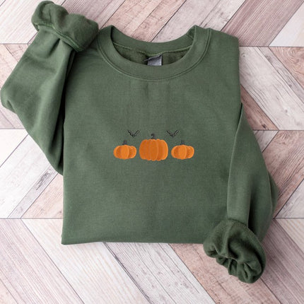 Pumpkins Embroidery Crewneck Sweatshirt, Halloween Jumper, Thanksgiving Pumpkins Unisex Comfy Sweater, Spooky Season Jumper, Halloween Gifts
