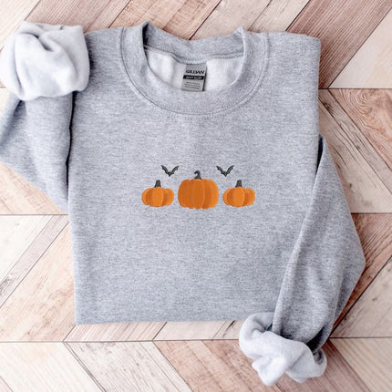 Pumpkins Embroidery Crewneck Sweatshirt, Halloween Jumper, Thanksgiving Pumpkins Unisex Comfy Sweater, Spooky Season Jumper, Halloween Gifts