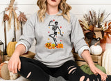 Fall Dancing Skeleton Jumper, Funny Skeleton Printed Halloween Sweatshirt, Thanksgiving Pumpkins Sweater, Unisex Halloween Top, Fall Sweater