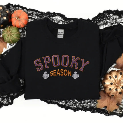 Spooky Season Sweatshirt, Embroidered Halloween Gothic Jumper, Halloween Season Crewneck Sweater, Autumn Fall Clothing, Halloween Party Gift