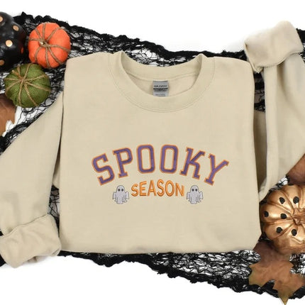 Spooky Season Sweatshirt, Embroidered Halloween Gothic Jumper, Halloween Season Crewneck Sweater, Autumn Fall Clothing, Halloween Party Gift