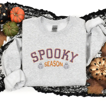 Spooky Season Sweatshirt, Embroidered Halloween Gothic Jumper, Halloween Season Crewneck Sweater, Autumn Fall Clothing, Halloween Party Gift