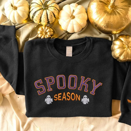 Spooky Season Sweatshirt, Embroidered Halloween Gothic Jumper, Halloween Season Crewneck Sweater, Autumn Fall Clothing, Halloween Party Gift