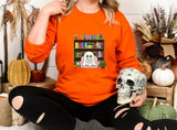 Halloween Ghost Bookish Jumper, Halloween Ghost Reading Books Printed Sweatshirt, Halloween Fall Sweater for Librarian, Gift for Book Lovers