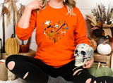 Halloween Doodles Heart Sweatshirts, Halloween Ghost Pumpkins Heart Printed Jumper, Funny Fall Unisex Sweater, Comfort Colors Halloween Tops