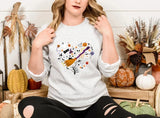 Halloween Doodles Heart Sweatshirts, Halloween Ghost Pumpkins Heart Printed Jumper, Funny Fall Unisex Sweater, Comfort Colors Halloween Tops