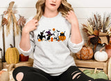 Halloween Black Cats Sweatshirt, Vintage Cats on Pumpkin Printed Sweater, Spooky Season Winking Pumpkin Jumper, Cat Lovers Halloween Outfits