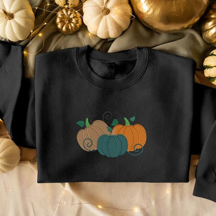 Pumpkin Sweatshirt, Embroidered Thanksgiving Pumpkin Jumper, Halloween Gifts