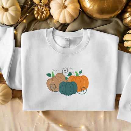 Pumpkin Sweatshirt, Embroidered Thanksgiving Pumpkin Jumper, Halloween Gifts