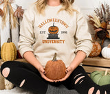 Halloween Town University Sweatshirt, Embroidered Halloween Pumpkin Jumper, Spooky Season Crewneck Sweater, Halloween Ghost Unisex Outfits