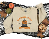 Halloween Town University Sweatshirt, Embroidered Halloween Pumpkin Jumper, Spooky Season Crewneck Sweater, Halloween Ghost Unisex Outfits