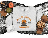 Halloween Town University Sweatshirt, Embroidered Halloween Pumpkin Jumper, Spooky Season Crewneck Sweater, Halloween Ghost Unisex Outfits