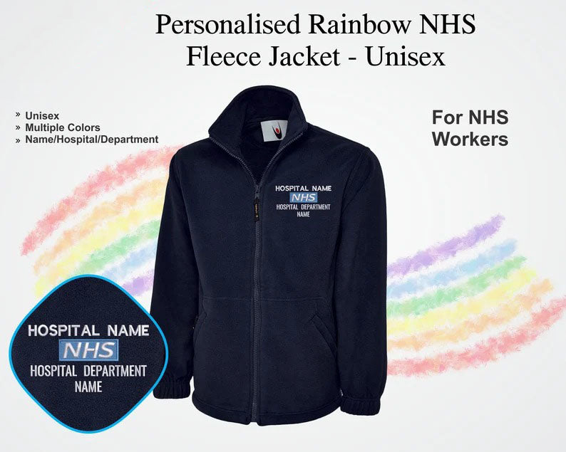 NHS Fleece Custom Embroidered Jacket, Personalised Name/Hospital Department Jacket, Hospital Staff Uniform, Healthcare Staff Special Offer