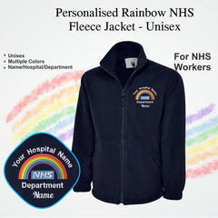 Personalised NHS Rainbow Fleece Jacket, Embroidered Hospital Department Name Jacket, Healthcare Staff NHS Zip up Uniform