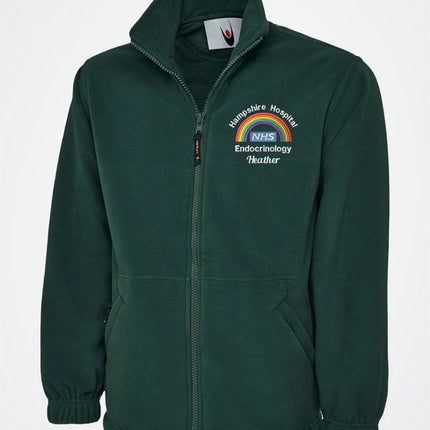 Personalised NHS Rainbow Fleece Jacket, Embroidered Hospital Department Name Jacket, Healthcare Staff NHS Zip up Uniform