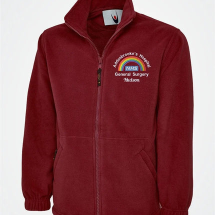 Personalised NHS Rainbow Fleece Jacket, Embroidered Hospital Department Name Jacket, Healthcare Staff NHS Zip up Uniform