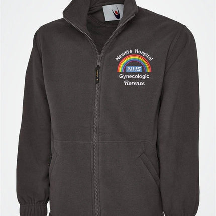 Personalised NHS Rainbow Fleece Jacket, Embroidered Hospital Department Name Jacket, Healthcare Staff NHS Zip up Uniform