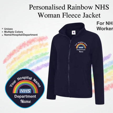 Embroidered Ladies Rainbow Fleece Jackets, Personalised Name/hospital Department Nurse Jackets, Healthcare Workers Uniform, Gift for Doctors