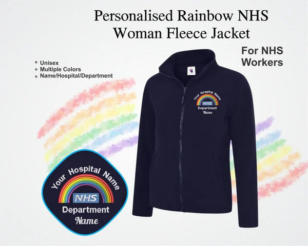 Embroidered Ladies Rainbow Fleece Jackets, Personalised Name/hospital Department Nurse Jackets, Healthcare Workers Uniform, Gift for Doctors