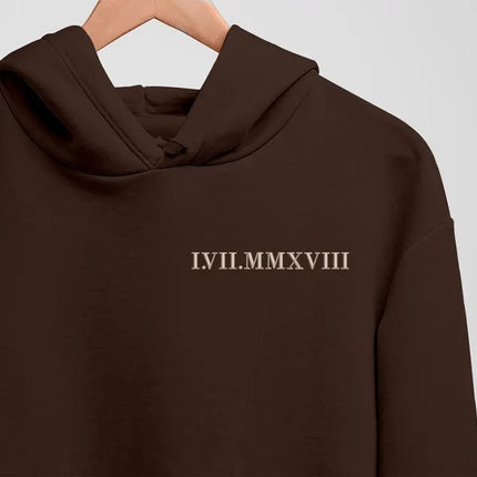 Personalised Roman Numeral Date Hoodie, Embroidered Couples Matching Hoodies, Custom Anniversary His & Hers Jumpers, Soulmate Wedding Gifts.