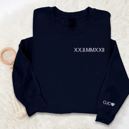 Personalised Roman Numeral Date Hoodie, Embroidered Couples Matching Hoodies, Custom Anniversary His & Hers Jumpers, Soulmate Wedding Gifts.