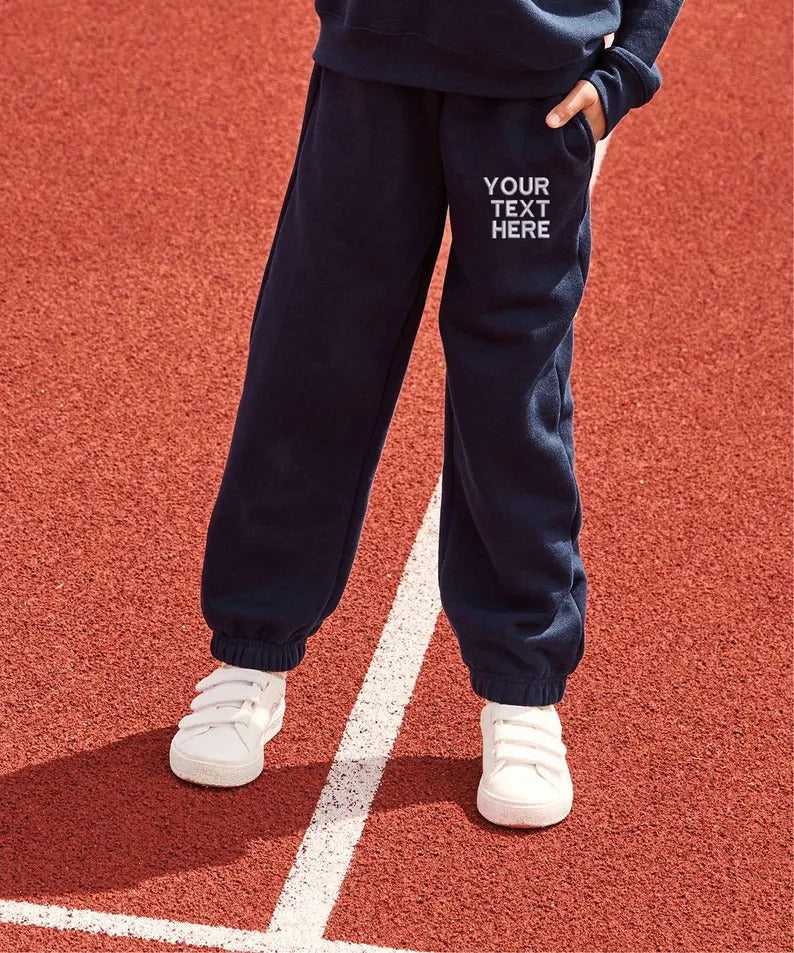 Custom Embroidered Name/Text Joggers, Kids Name Lounge Wear Joggers Pants, Personalised Children Jogs Sweatpants, Your Text Sports Jog Pants