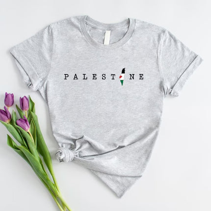 Palestine Name Printed T-Shirt, Palestine Flag Map Crewneck Shirt, Palestinians Matching Top, Muslim Solidarity Outfits