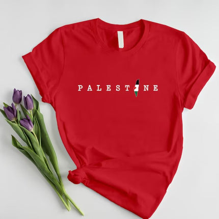 Palestine Name Printed T-Shirt, Palestine Flag Map Crewneck Shirt, Palestinians Matching Top, Muslim Solidarity Outfits