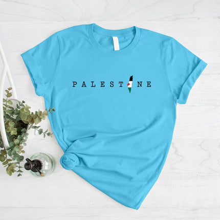 Palestine Name Printed T-Shirt, Palestine Flag Map Crewneck Shirt, Palestinians Matching Top, Muslim Solidarity Outfits