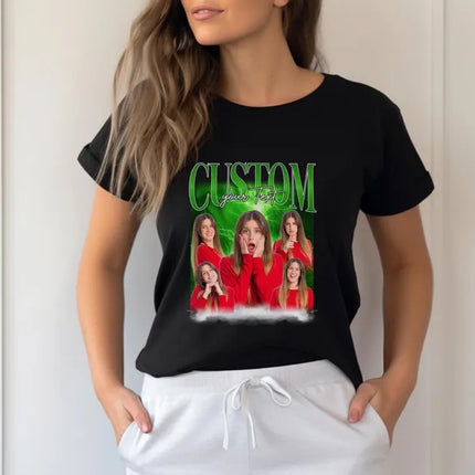 Custom Bootleg Rap Tee, Personalised your own bootleg T-Shirt, Custom photo shirt, Girlfriend Top, 90s Bootleg Vintage Custom Collage Design