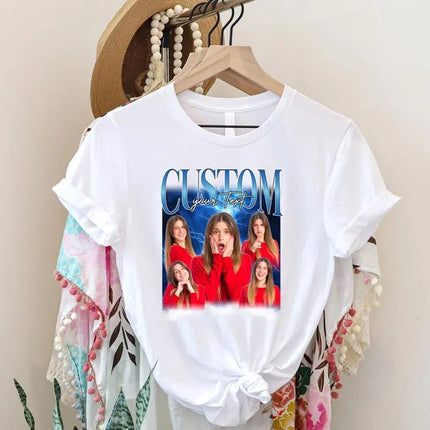 Custom Bootleg Rap Tee, Personalised your own bootleg T-Shirt, Custom photo shirt, Girlfriend Top, 90s Bootleg Vintage Custom Collage Design