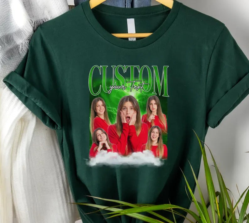 Custom Bootleg Rap Tee, Personalised your own bootleg T-Shirt, Custom photo shirt, Girlfriend Top, 90s Bootleg Vintage Custom Collage Design