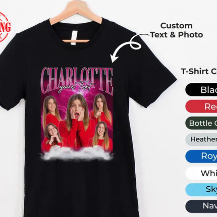 Custom Bootleg Rap Tee, Personalised your own bootleg T-Shirt, Custom photo shirt, Girlfriend Top, 90s Bootleg Vintage Custom Collage Design